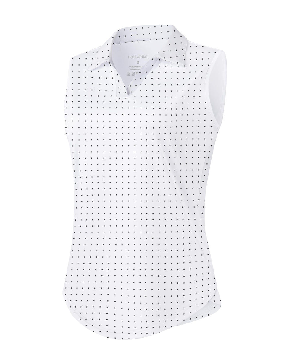 G Gradual sleeveless golf shirt front view with sleek fit and sun protection.