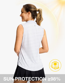 G Gradual sleeveless golf shirt V-neck detail showcasing refined neckline.