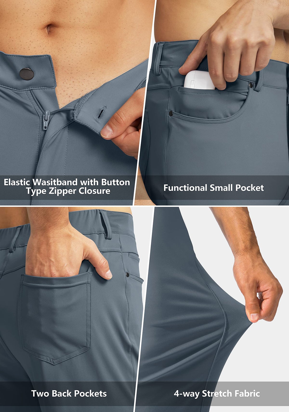 G Gradual stretch golf pants zipper pocket securely holds your phone or wallet.