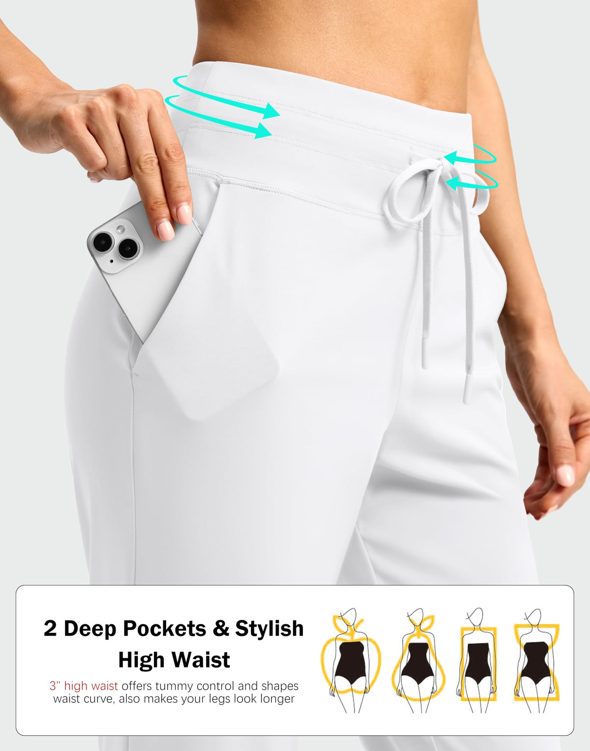 G Gradual adjustable waist with drawstring for customizable coverage.
