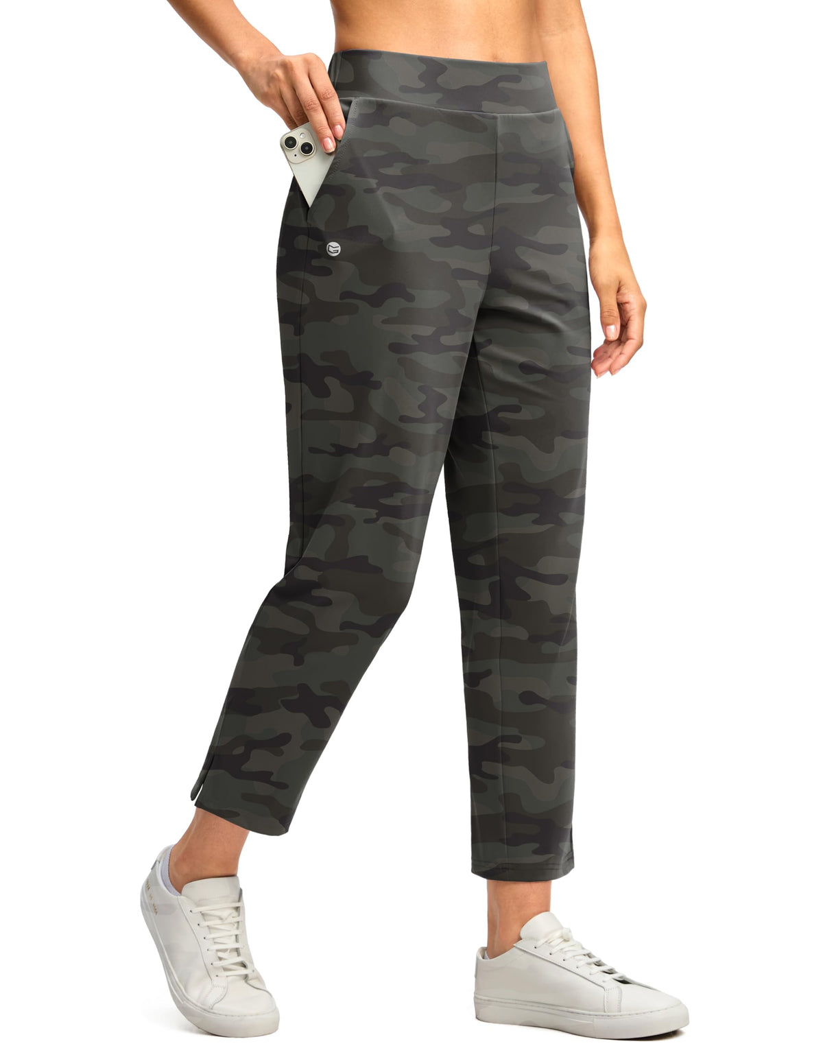 G Gradual women's pants ankle-length green camo for versatile daily wear.