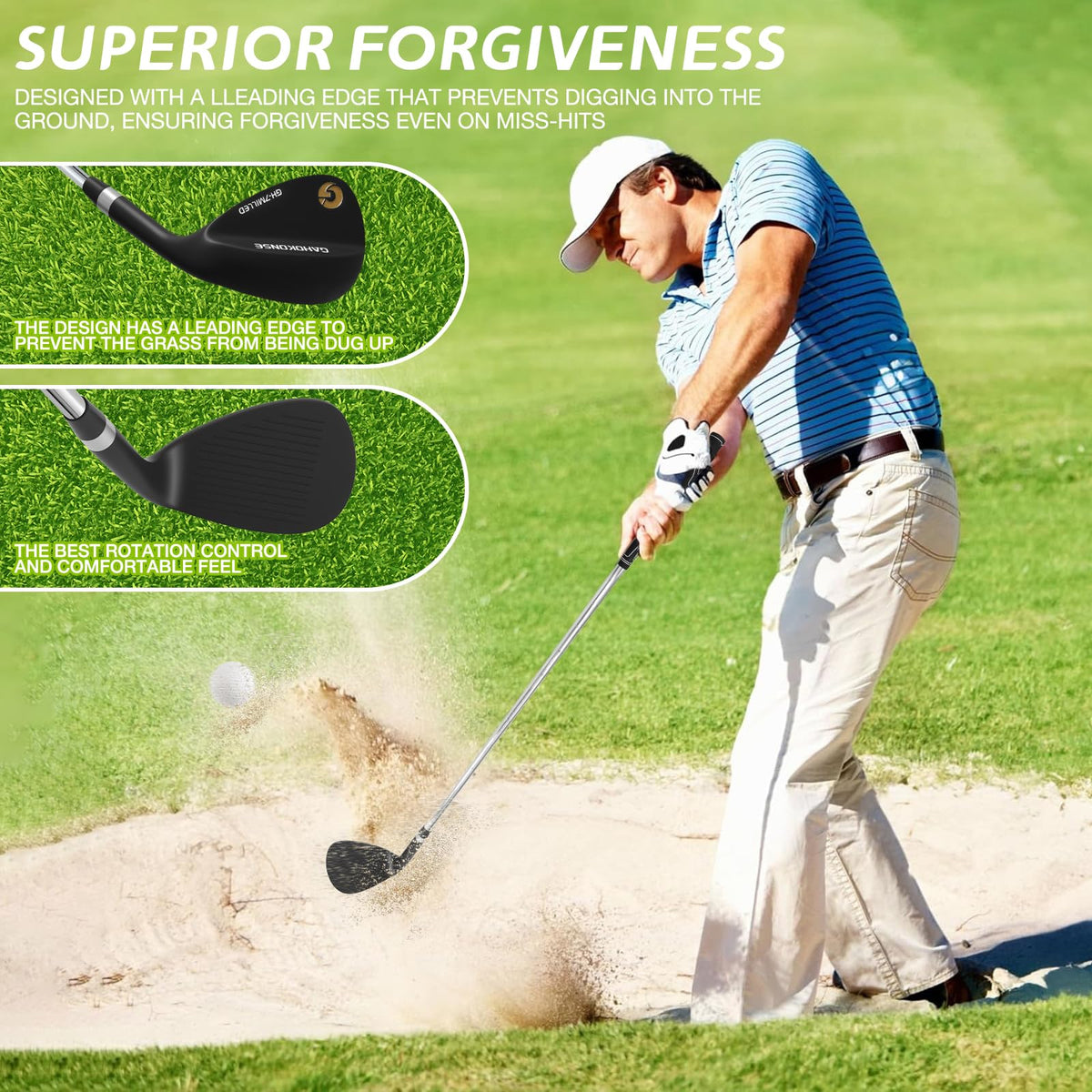 GAHOKONSE anti-glare finish on wedge for easy addressing