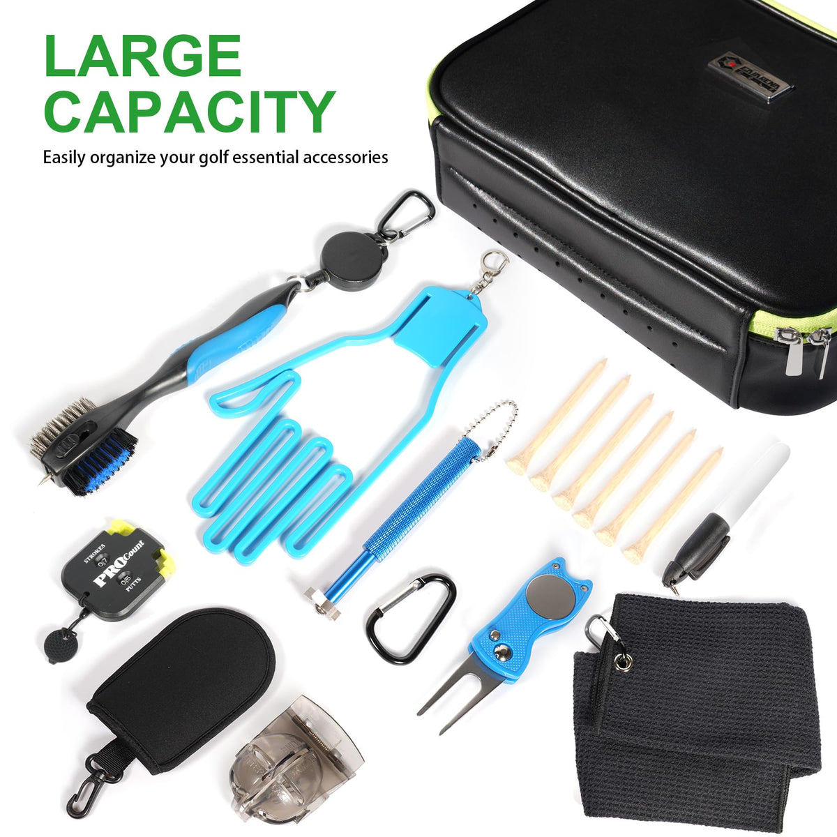 GAIARENA G club brush with lanyard and towel for club cleaning