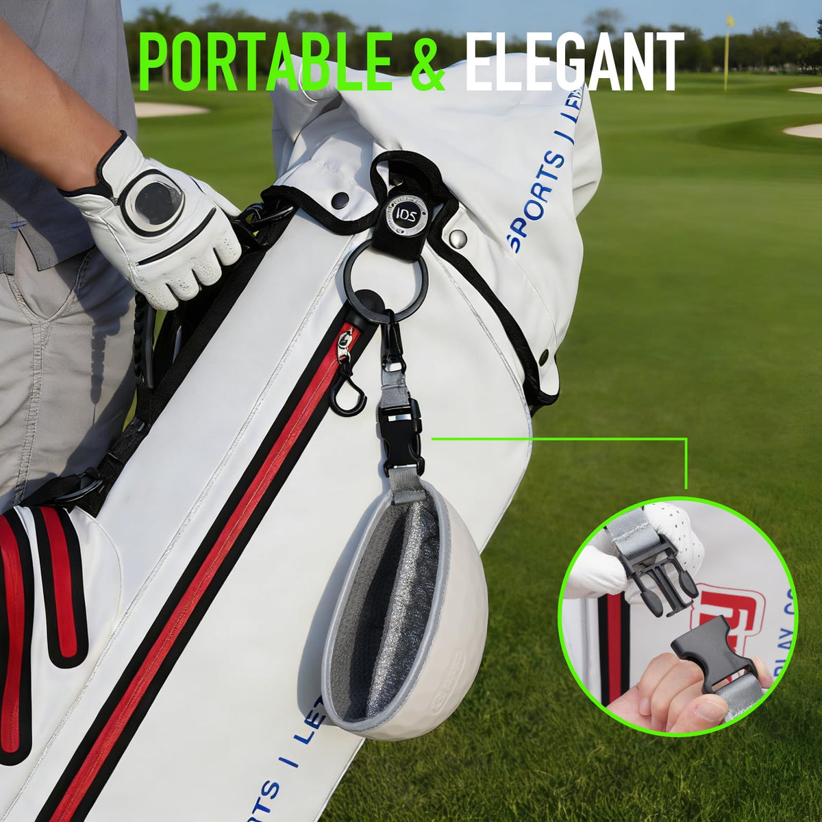 GAIARENA G detachable clip keeps pouch accessible on the bag.