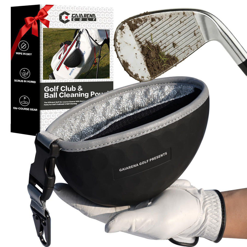 GAIARENA golf cleaning bag with silicone ball washer for on-course cleaning