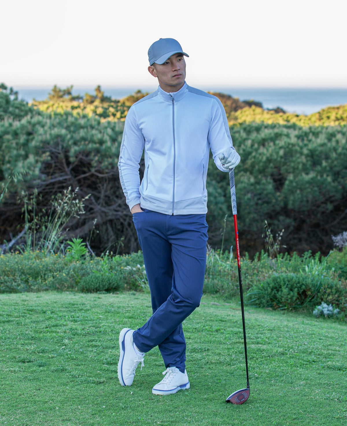 Galvin Green men's shirt gripper pants navy waistband detail—secure fit during swings.