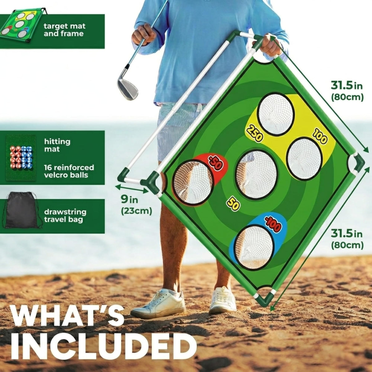 Gameloo Golf Chipping Game carry bag enables portable backyard fun.