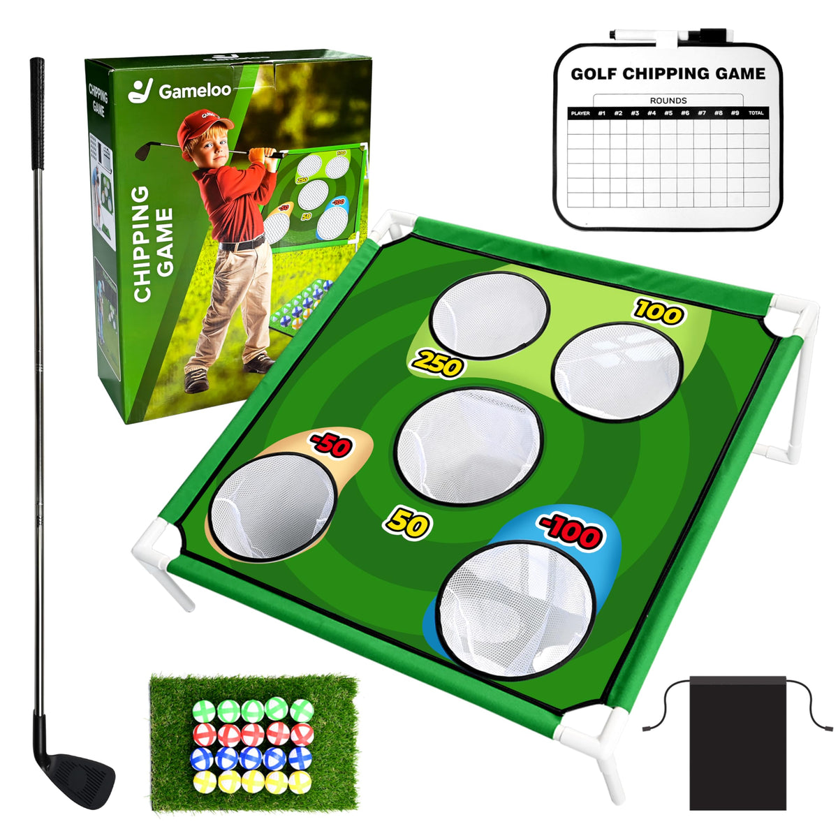 Gameloo Golf Chipping Game premium reinforced materials ensure durability.