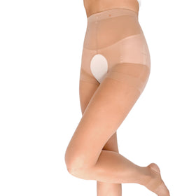 Gamsungtex women's crotchless golf stockings front view showing UV protection for sunny days