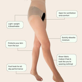 Gamsungtex crotchless golf stockings with ventilated Y zone for cooling