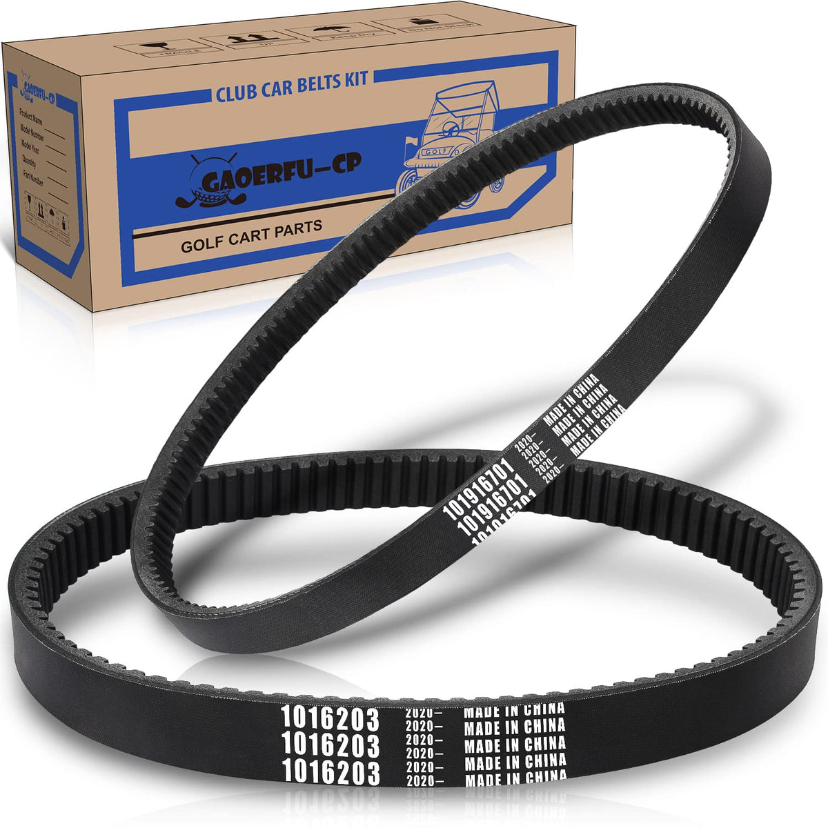 Gaoerfu-CP drive belt close-up shows durable construction for Club Car DS compatibility.