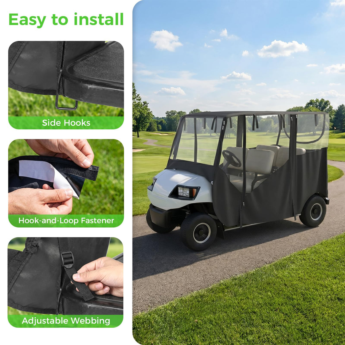 Durable Garvee fabric supports long-lasting performance on golf courses.