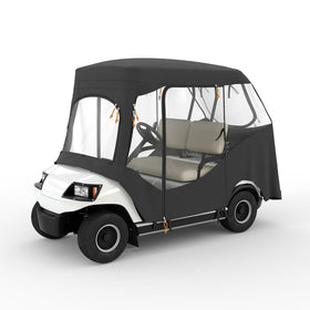 Garvee 2-person golf cart enclosure fits Club Car Precedent snugly for secure driving.