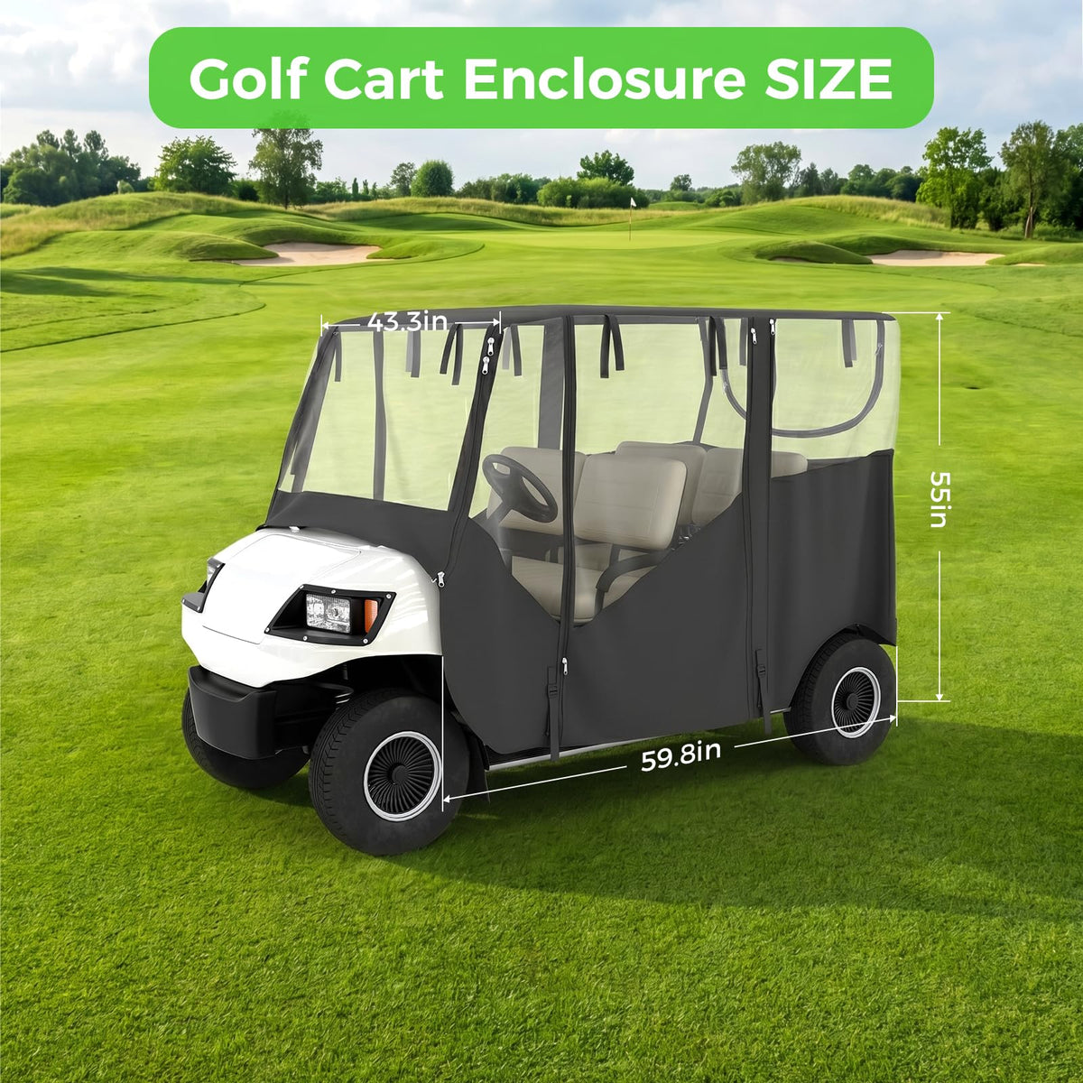 Garvee Onward enclosure with clear windows supports year-round riding.