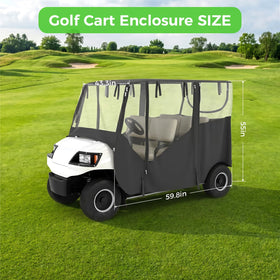 Garvee Onward enclosure with clear windows supports year-round riding.