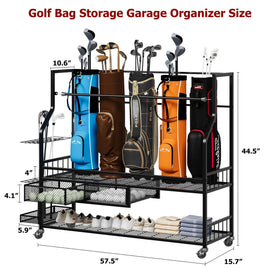 Garvee heavy-duty metal organizer supports multiple golf bags safely.