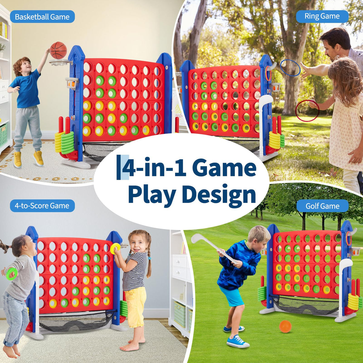 GarveeHome includes basketball, golf, and ring toss accessories