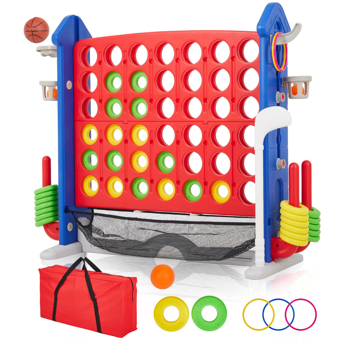 GarveeHome giant 4-in-a-row set on lawn for family-friendly backyard competition