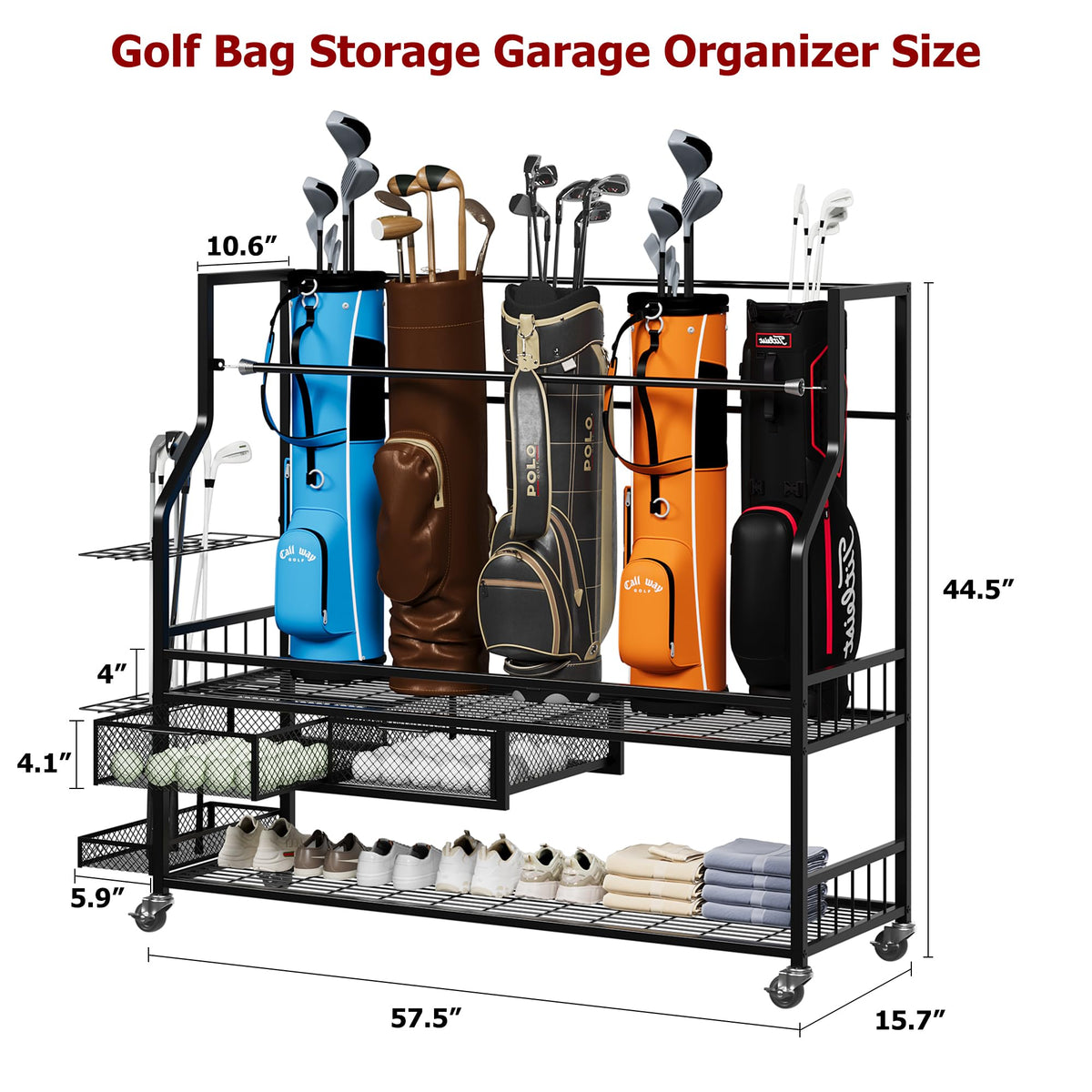 GarveeTech golf bag storage rack easy assembly saves setup time