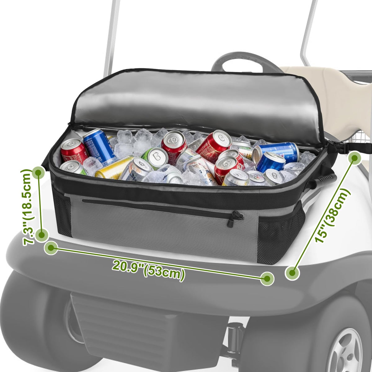 GAWAF Golf Cart Cooler Bag reflective finish improves visibility at dawn or dusk
