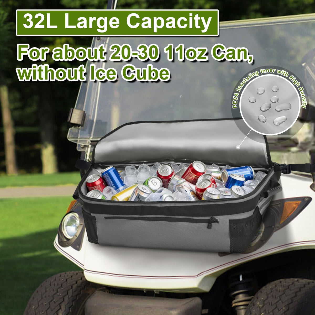 GAWAF Golf Cart Cooler Bag side pocket for quick-access storage