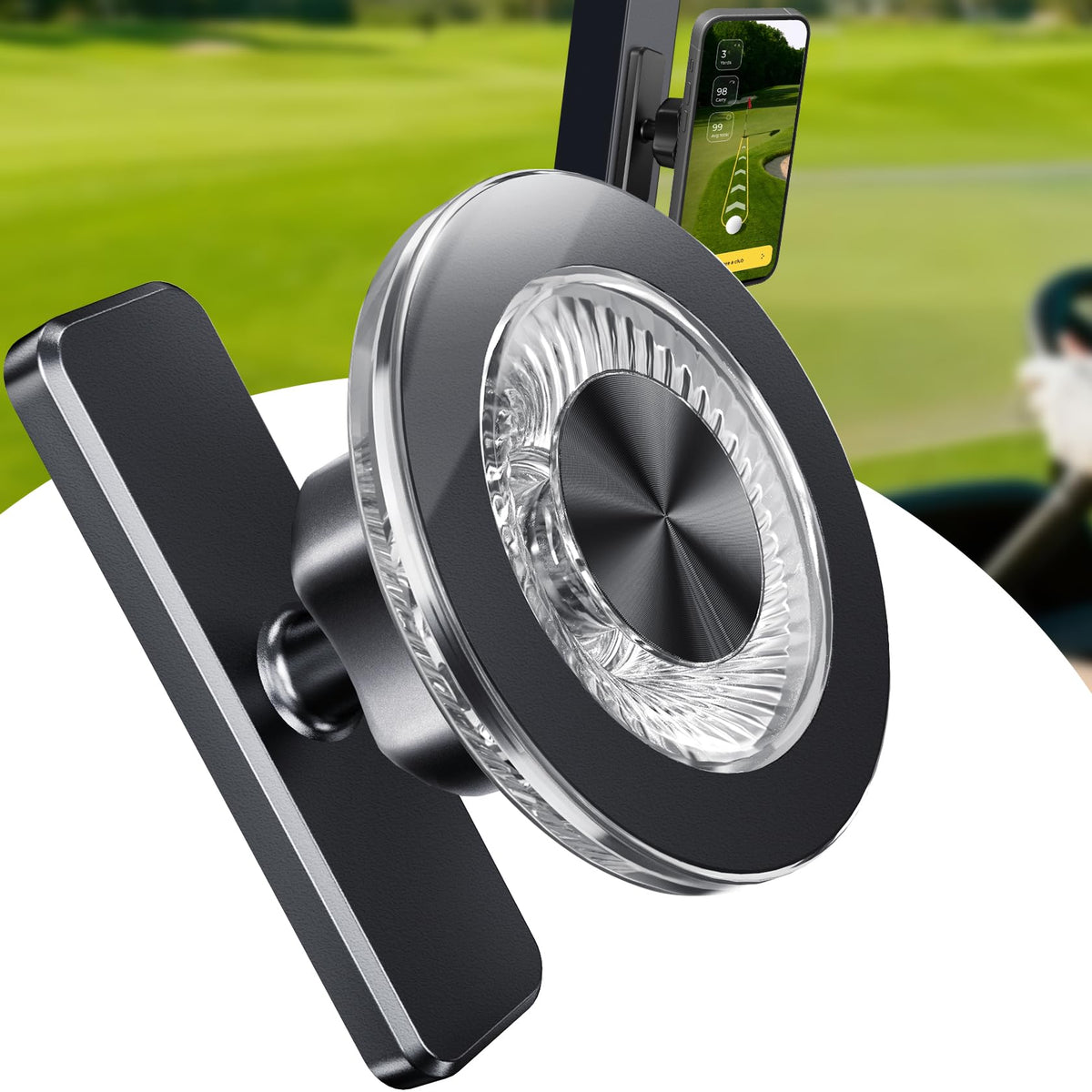 GBEAST magnetic golf cart holder base secures your phone on rough terrain
