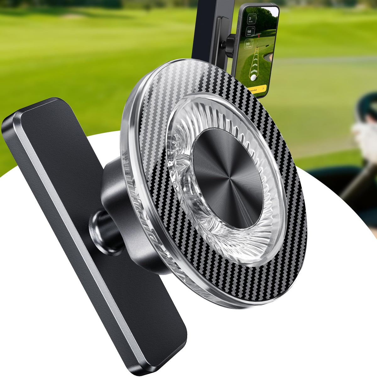 GBEAST magnetic golf cart phone holder base ensures secure grip on bumpy courses.