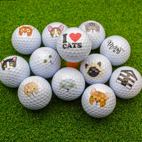 Cat-themed GBM golf ball for practice rounds and casual play