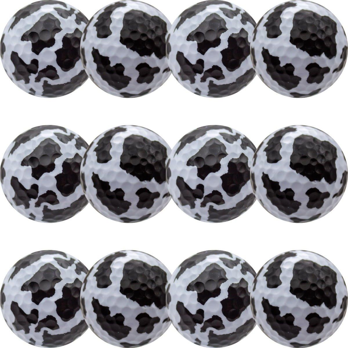 GBM cow print novelty golf ball with 360-wrap design for high visibility on the course