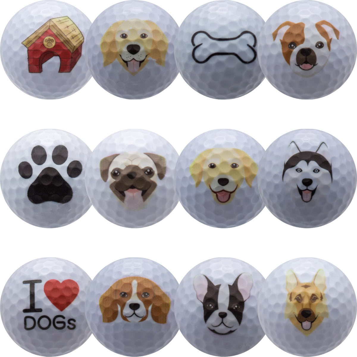 GBM Dog Lover Golf Ball collectible design featuring diverse breeds for display and gifting