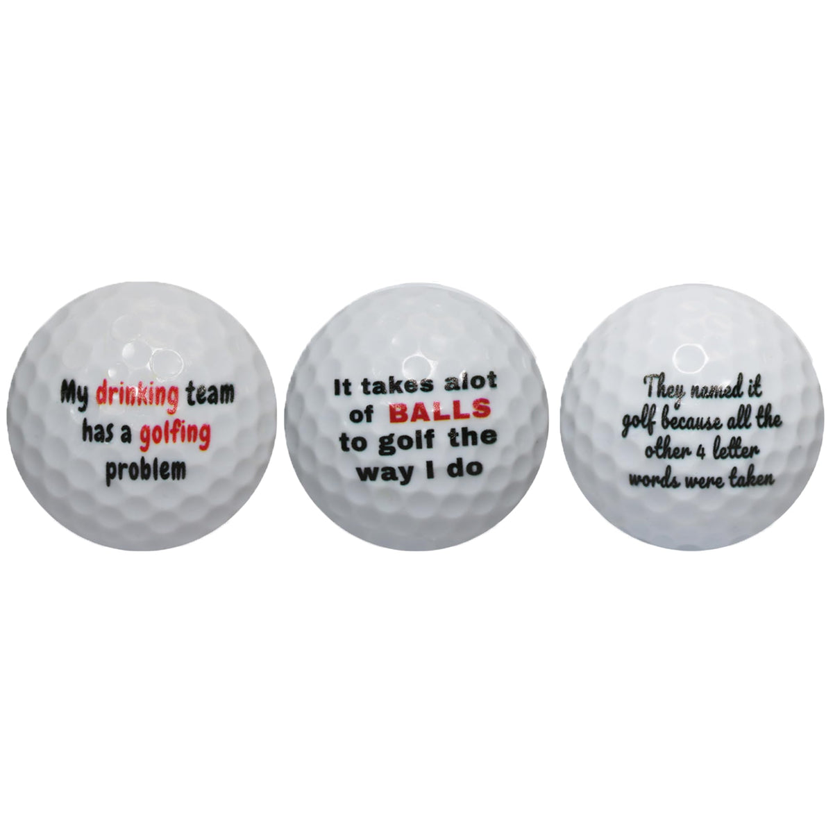 GBM Golf Humor balls in a gift-ready 12-pack for easy gifting at events.