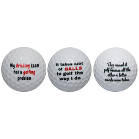 GBM Golf Humor balls in a gift-ready 12-pack for easy gifting at events.