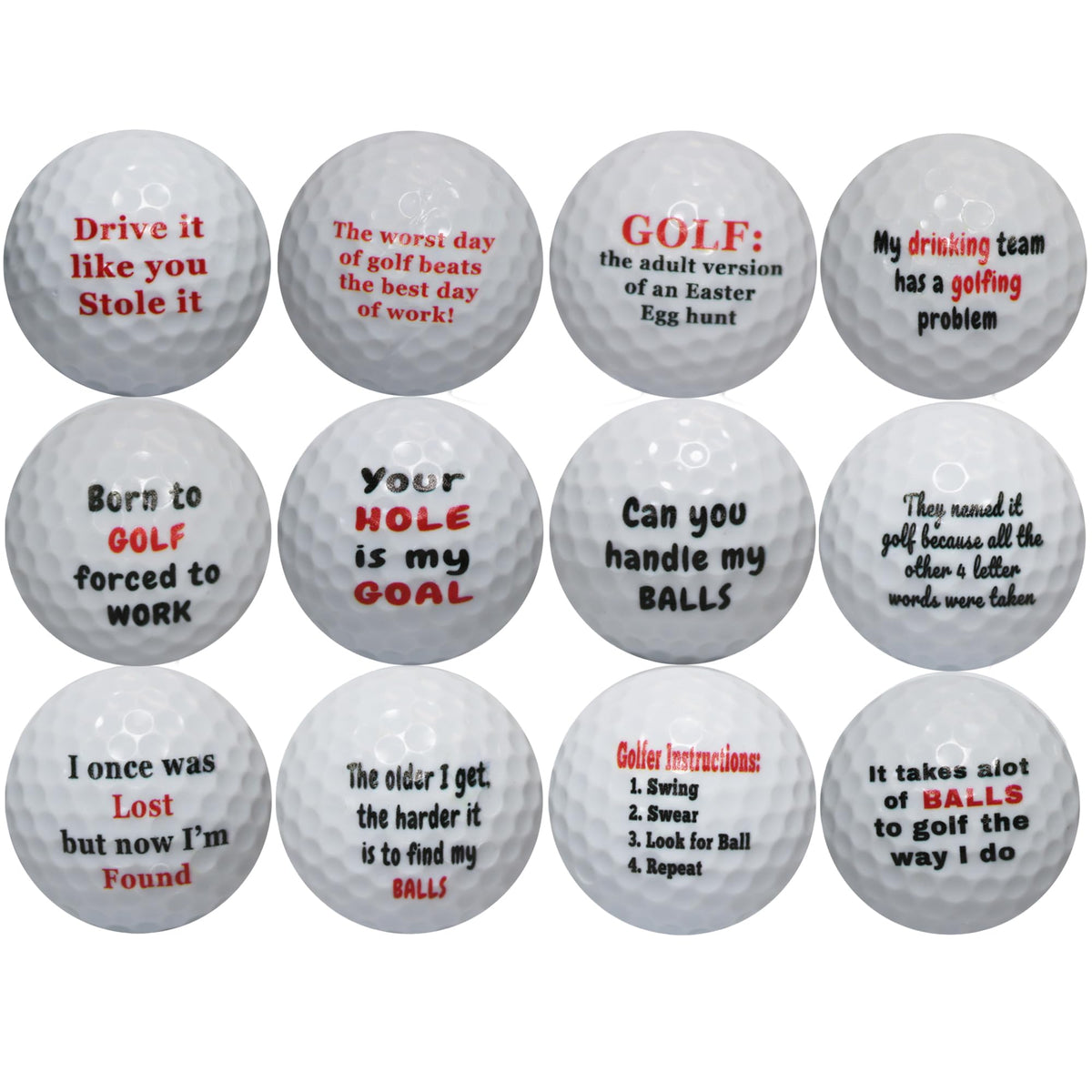 GBM Golf Humor balls featuring I Like Big Putts quote for on-course fun and talking points.