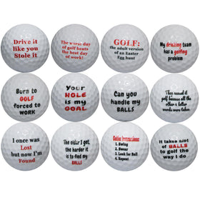 GBM Golf Humor balls featuring I Like Big Putts quote for on-course fun and talking points.