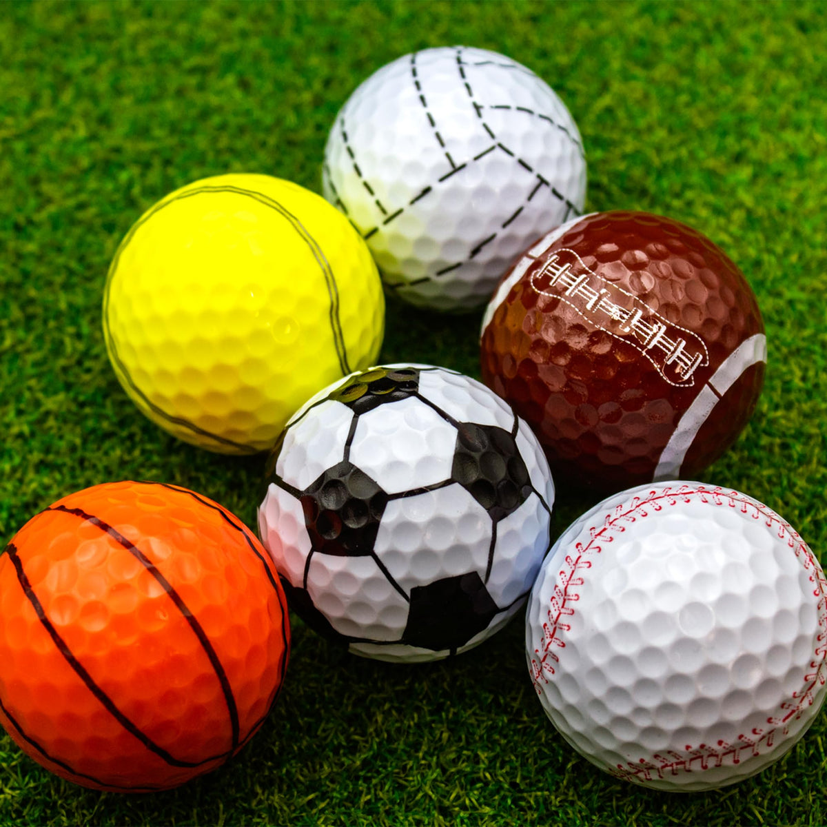 GBM golf ball with basketball imprint for practice rounds and style