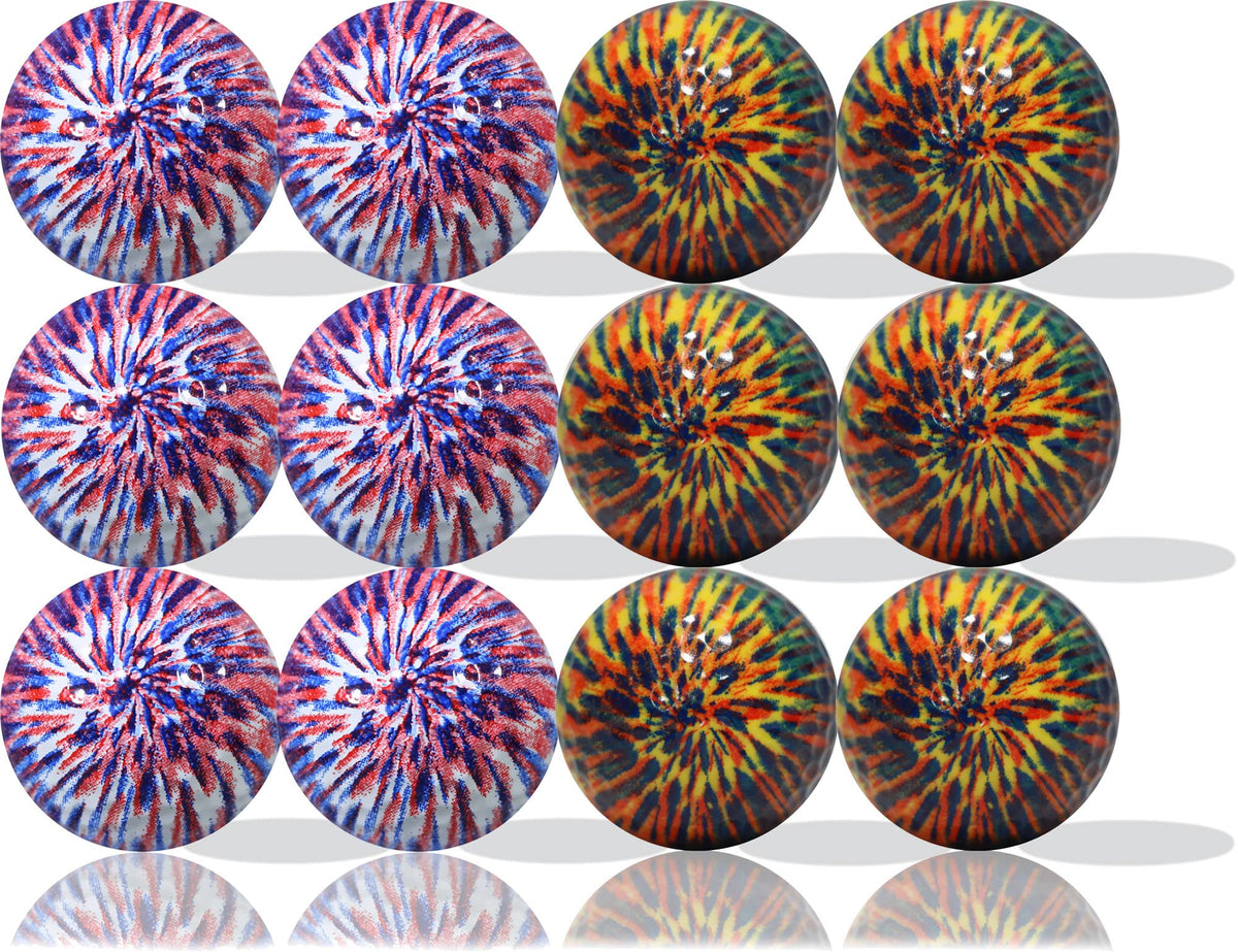GBM tie-dye golf balls 12-pack on display, ideal for tournament giveaways and gifts.