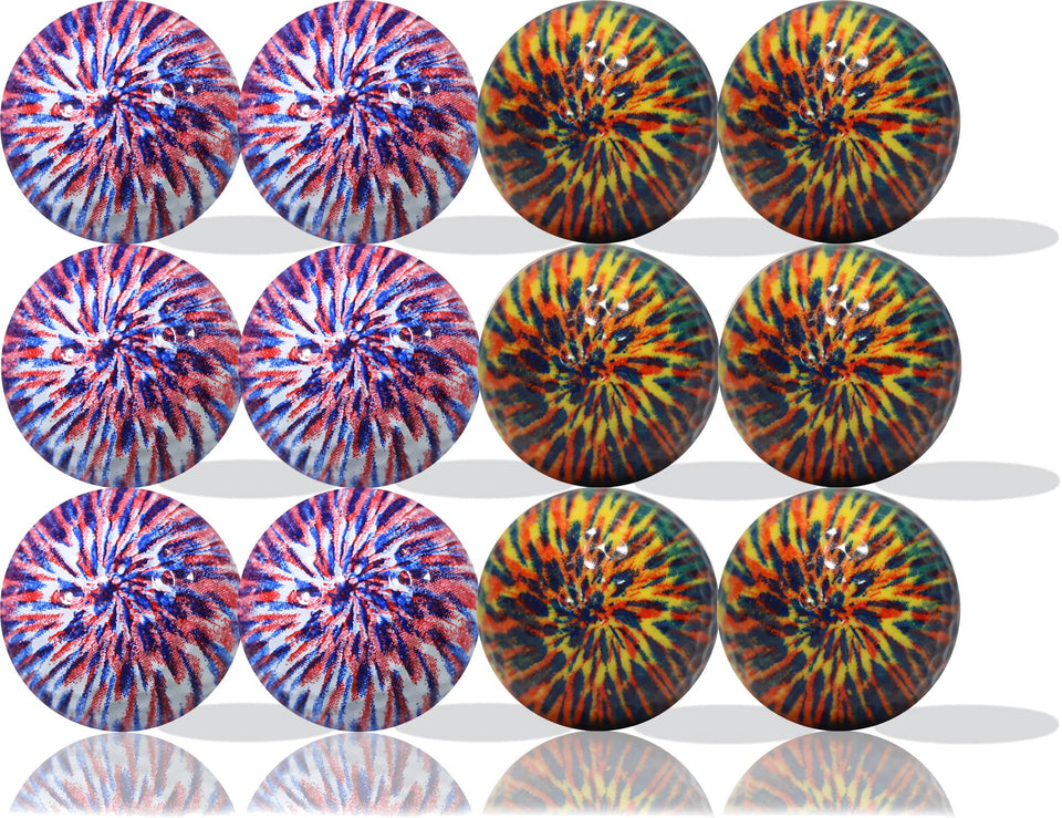 GBM tie-dye golf balls 12-pack on display, ideal for tournament giveaways and gifts.