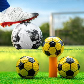 GBM yellow soccer golf ball on green demonstrates vibrant contrast for practice