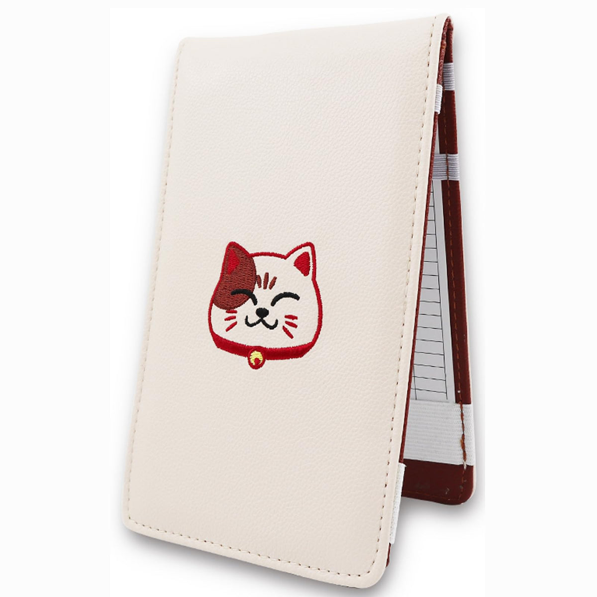 Gbourly Lucky Cat scorecard holder close-up with PU leather texture