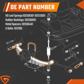 GEARCESS rear spring kit side view shows robust blades and bushings