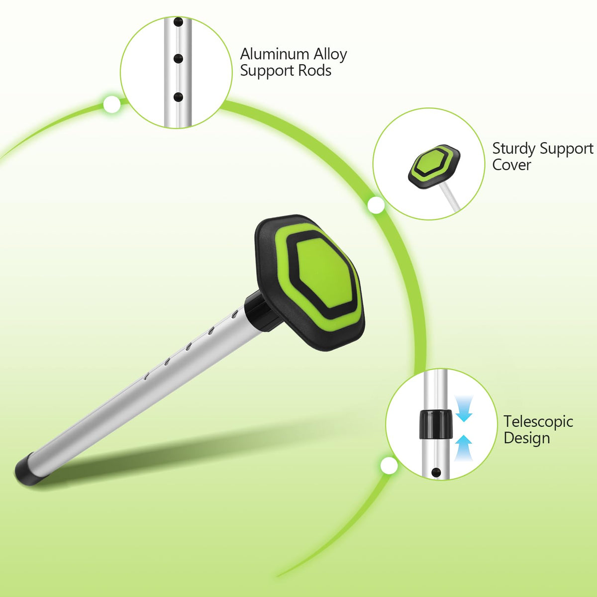 GearRoot aluminum alloy pole absorbs impact and resists vibrations.