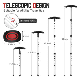 GearRoot golf travel bag support pole collapsed to 19 inches for compact storage