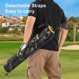 Geesee golf bag made with water-resistant nylon protects clubs in damp conditions.