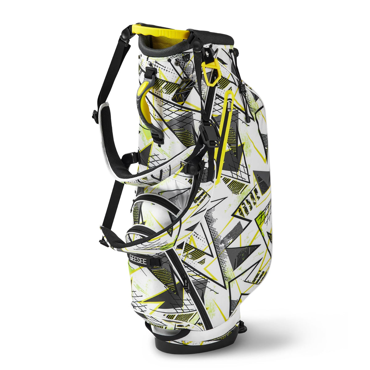 Geesee golf stand bag with 4-way dividers keeps clubs neatly organized.