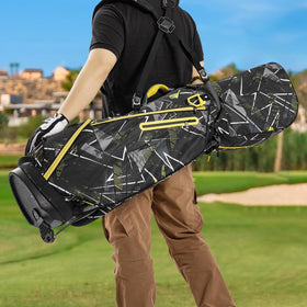 Geesee stand bag dual-stand system provides stable support on uneven ground