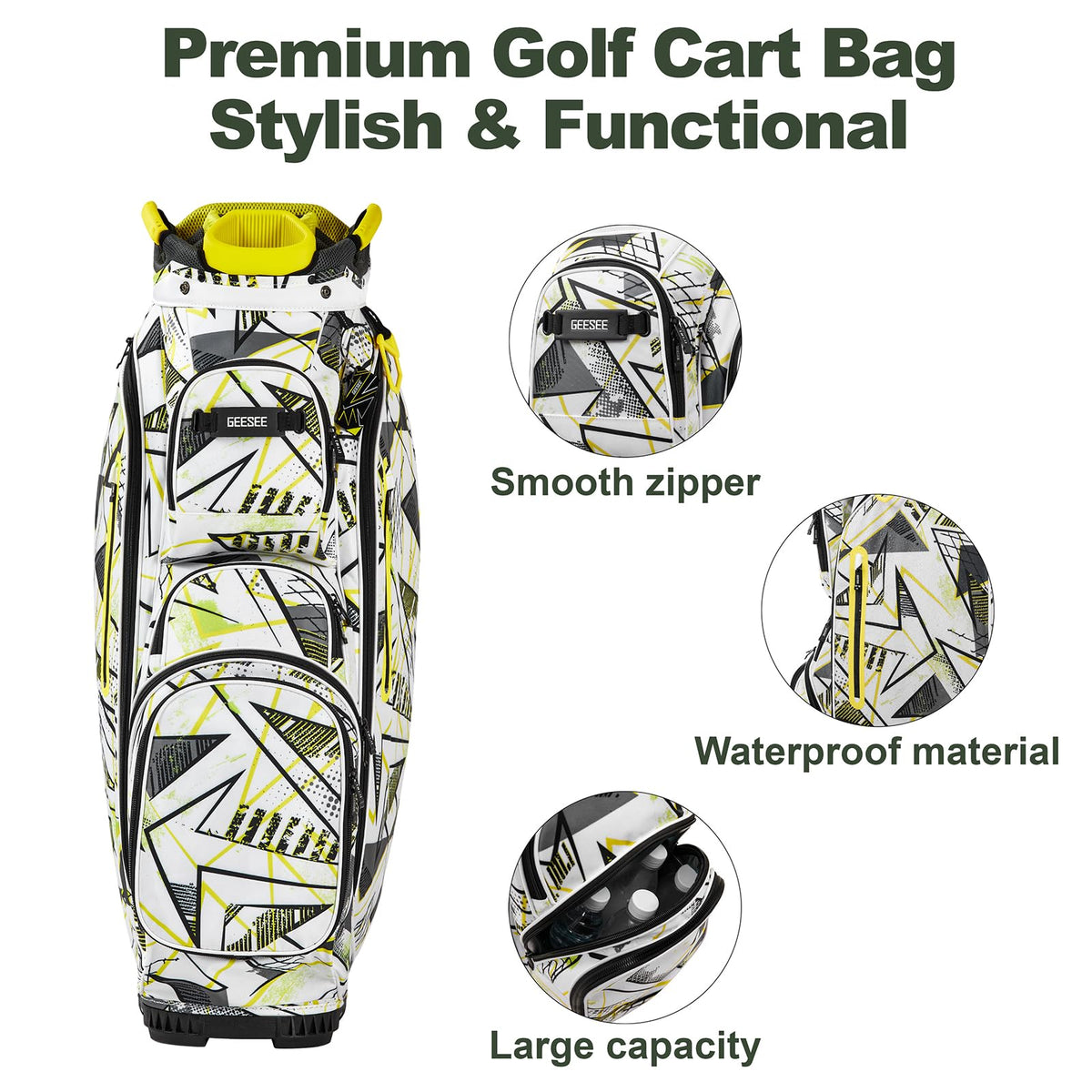 Geesee insulated cooler pocket keeps drinks and snacks cool.