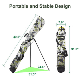 Geesee stand bag with multiple pockets keeps accessories organized during practice.