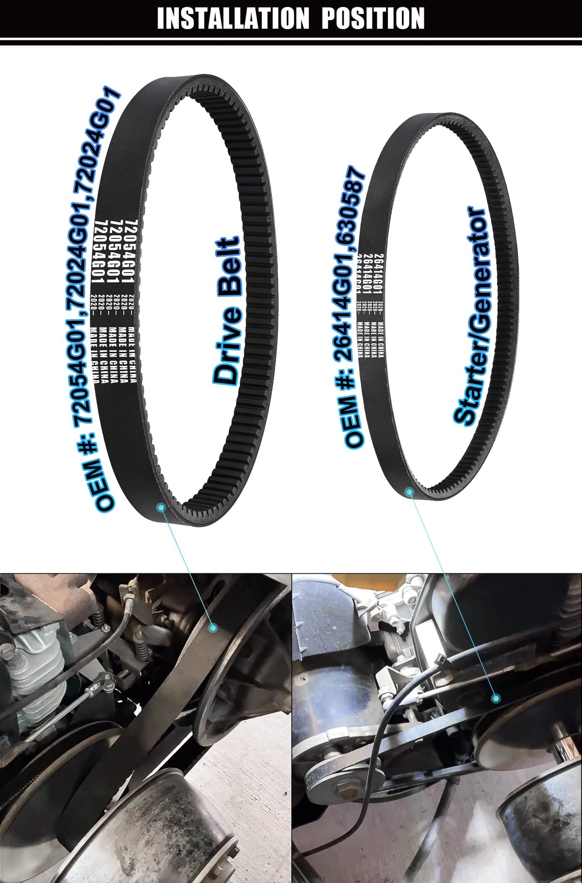 Geggkake EZGO belt kit with drive and starter belts for easy replacement.
