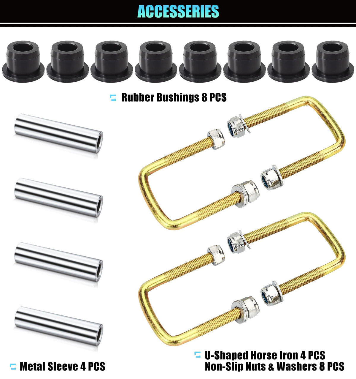 Geggkake U-bolts and nuts kit with hardware included