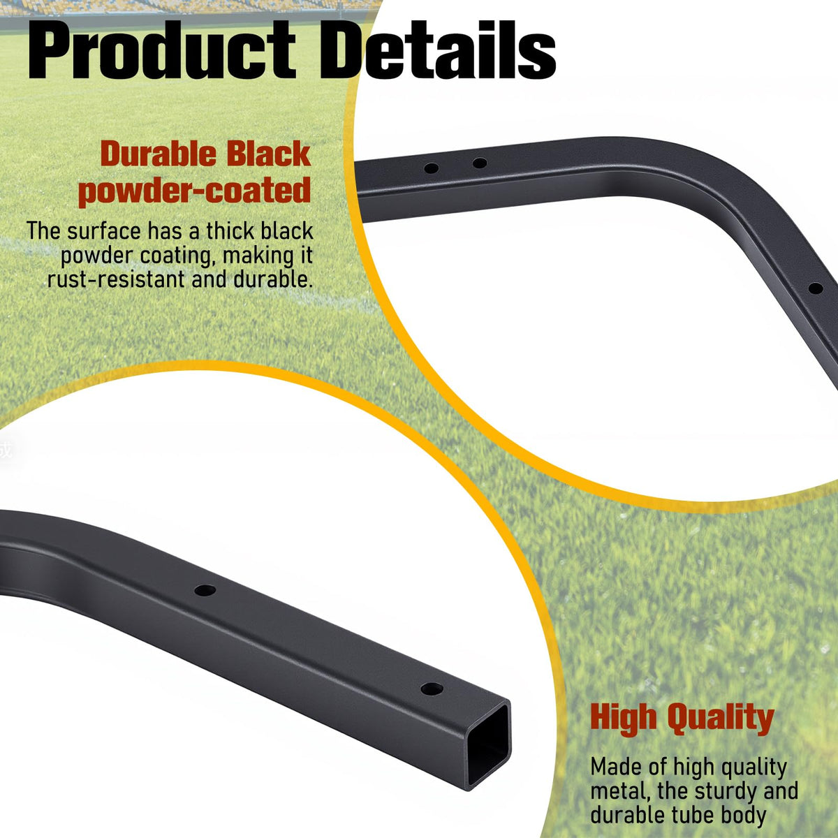 Gemscream black powder-coated steel finish resists weather and wear.